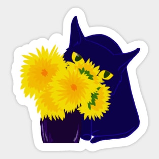 A bouquet of dandelions for a cat Sticker